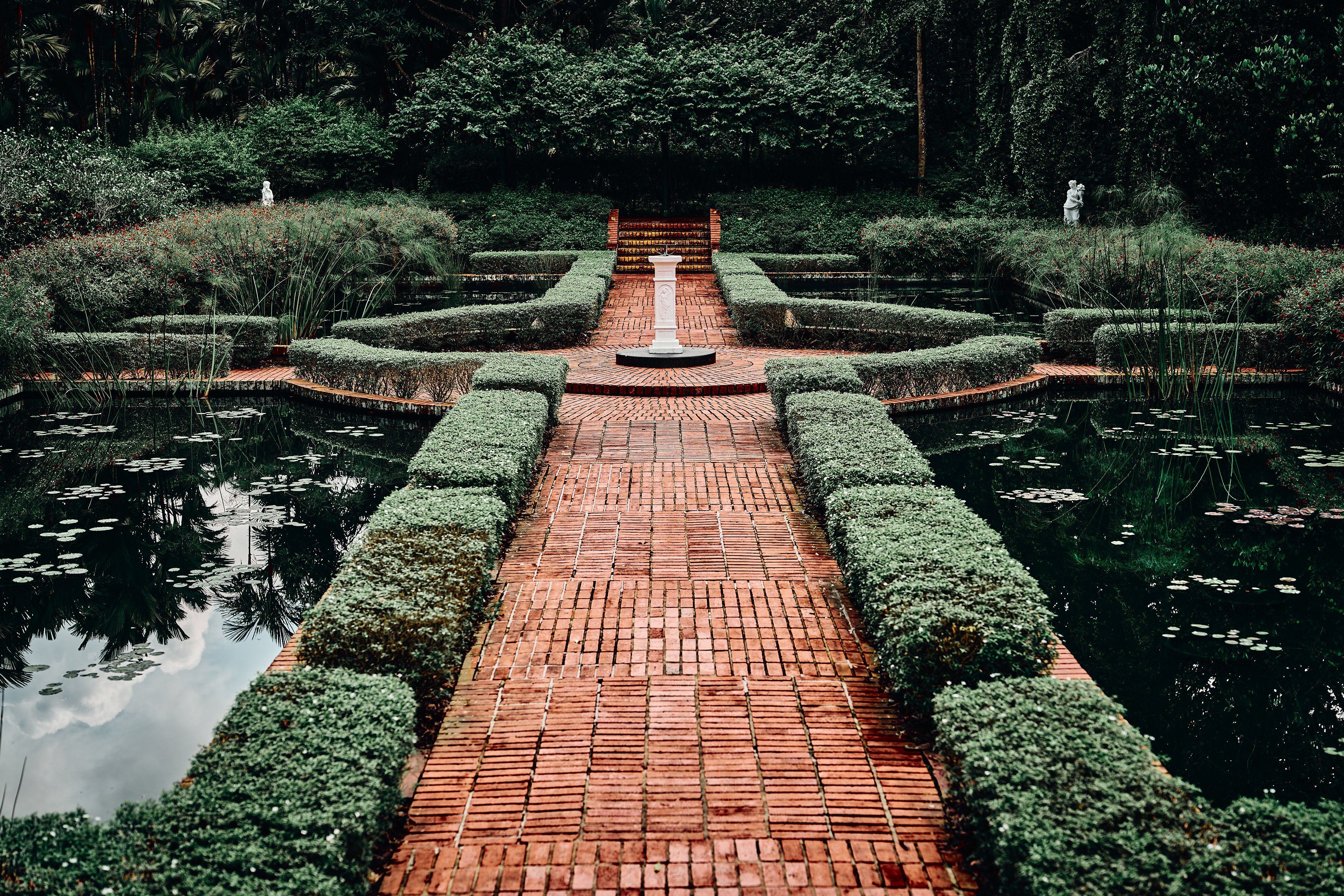 wide shot of brick path